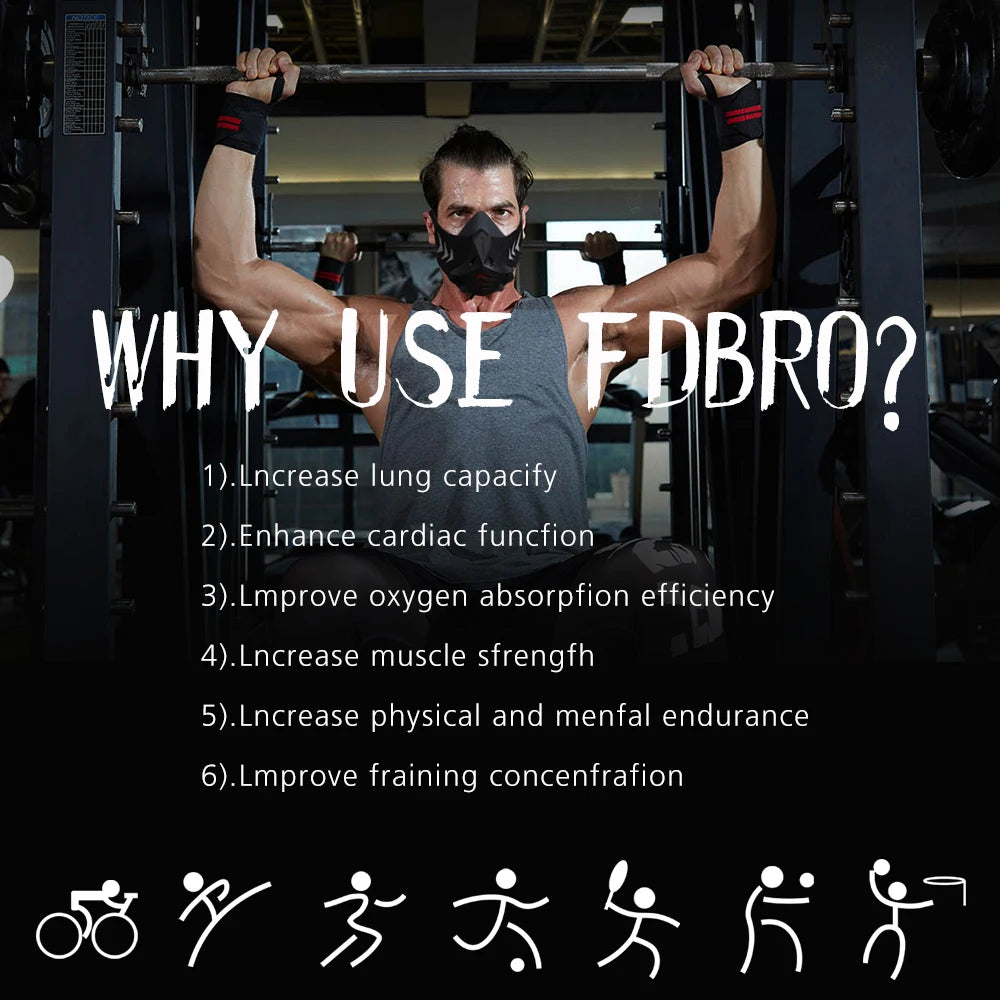 FDBRO MMA Cardio Workout 3.0 Running Resistance Elevation Endurance Mask for Fitness High Altitude Training Sports Mask