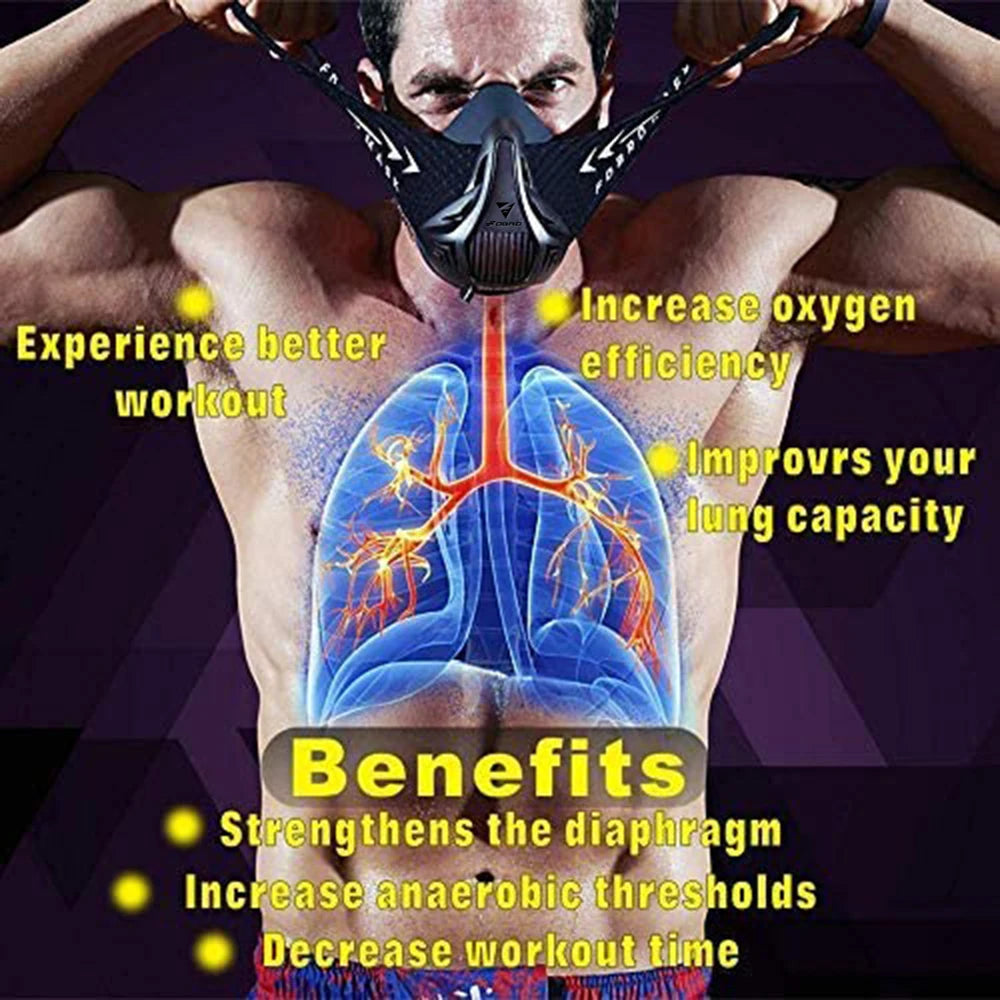 FDBRO MMA Cardio Workout 3.0 Running Resistance Elevation Endurance Mask for Fitness High Altitude Training Sports Mask