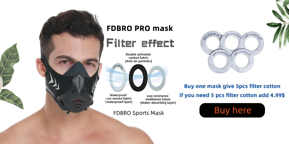 FDBRO MMA Cardio Workout 3.0 Running Resistance Elevation Endurance Mask for Fitness High Altitude Training Sports Mask